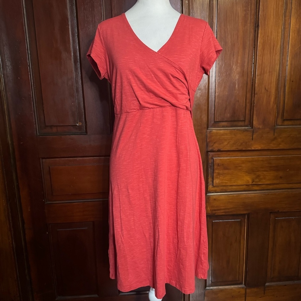 Horny Toad Red Wrap Top Dress Size Medium Tencel Lyocell and Cotton Blend